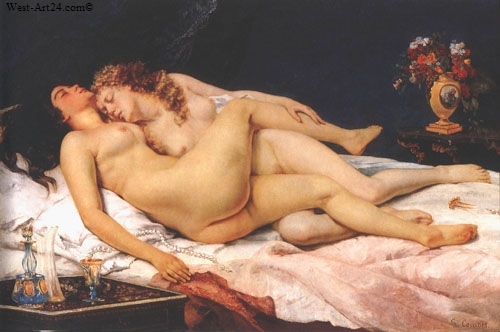 Der Schlaf nach Courbet Gemäldeimitation